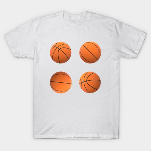 Basketball Lovers Basketballs Pattern for Fans and Players (White Background) T-Shirt by Art By LM Designs 